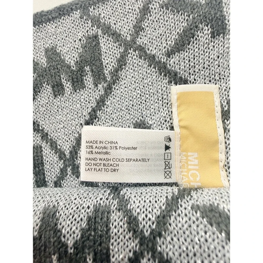 Michael Kors NWT Diamond Metallic Logo Hat & Scarf Set Charcoal Gray
